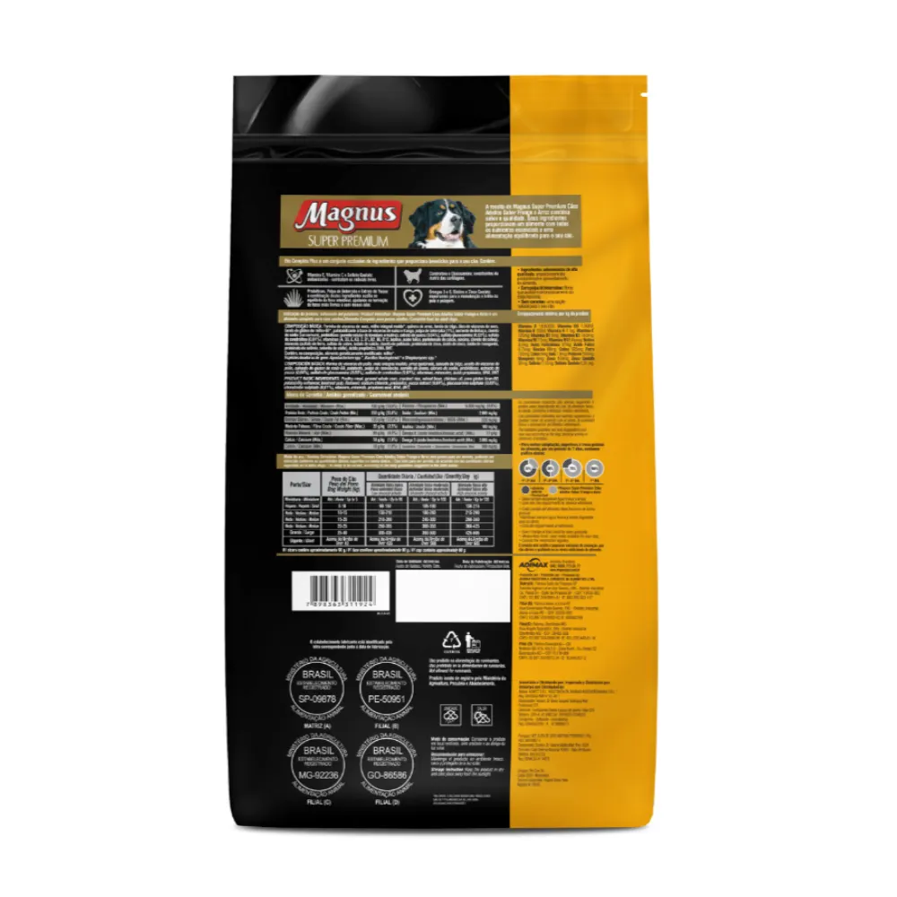 Magnus Super Premium Cães Adulto Frango e Arroz 15kg