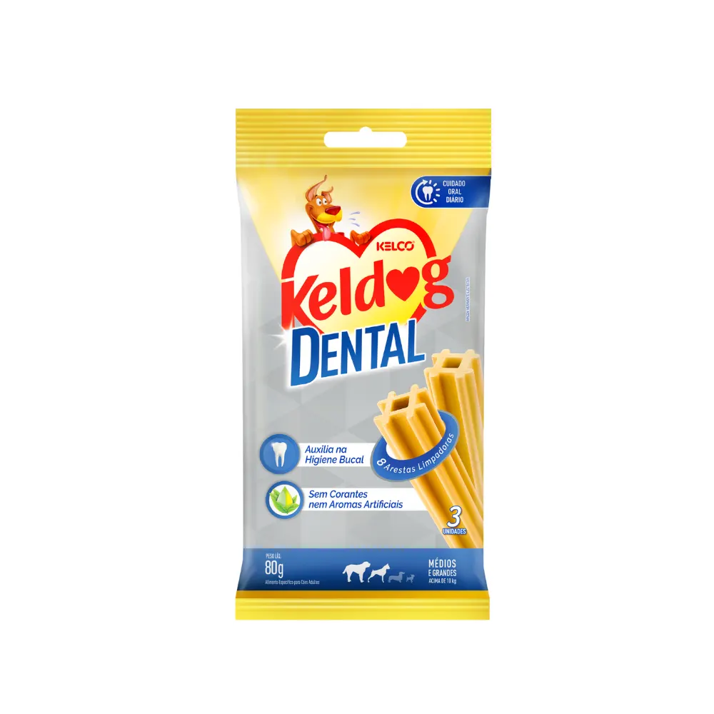 Petisco Keldog Dental Cães Médios e Grandes 3 uni 80g