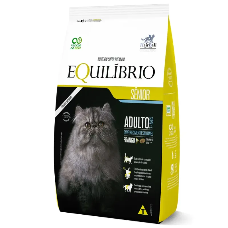Ração Equilíbrio para Gatos Adultos Sênior Sabor Frango 1,5 Kg