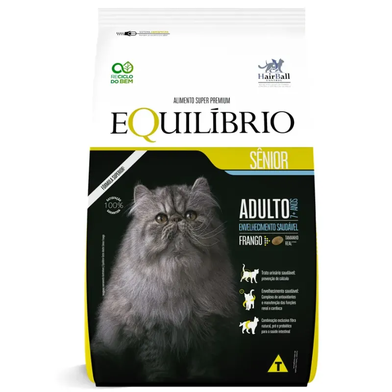 Ração Equilíbrio para Gatos Adultos Sênior Sabor Frango 1,5 Kg