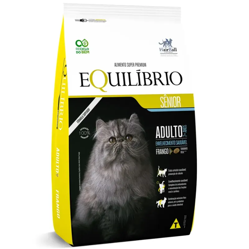 Ração Equilíbrio para Gatos Adultos Sênior Sabor Frango 1,5 Kg