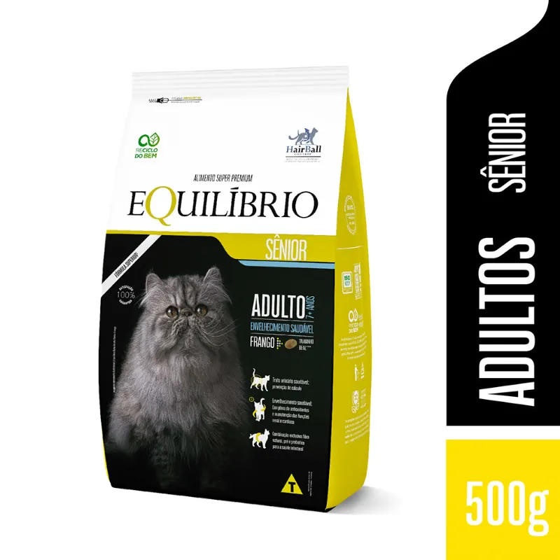 Ração Equilíbrio para Gatos Adultos Sênior Sabor Frango 500 g