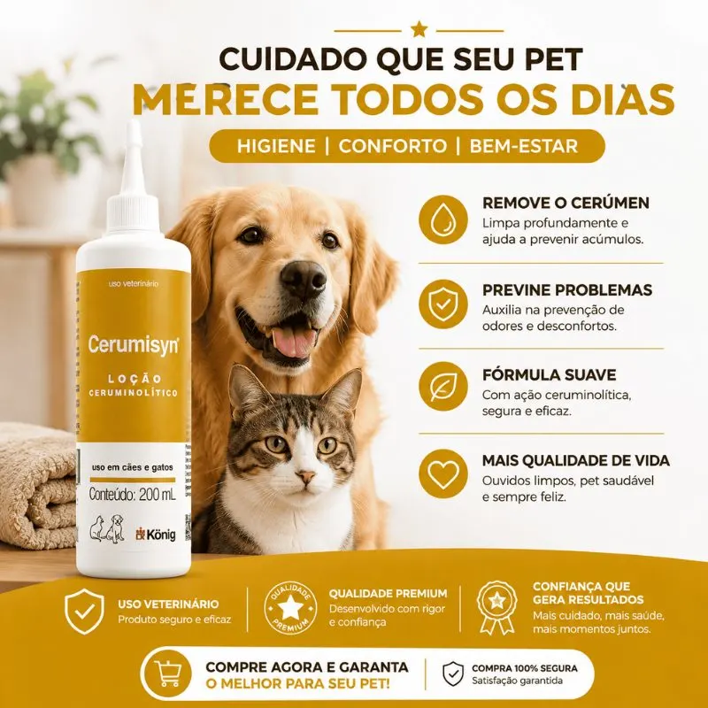 Loção König Ceruminsyn para Cães e Gatos 200 ml