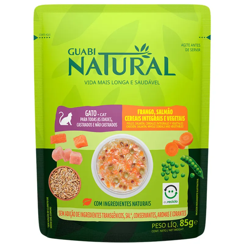 Guabi Natural Sachê Gatos Castrados Frango e Cereais 85g