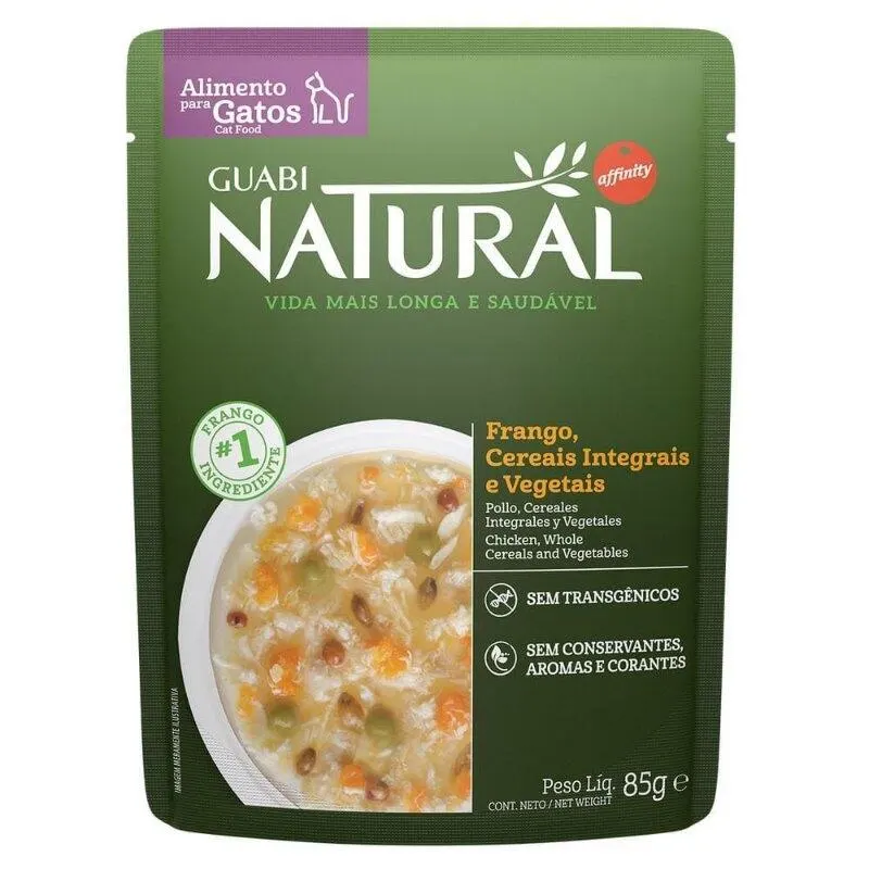 Guabi Natural Sachê Gatos Castrados Frango e Cereais 85g