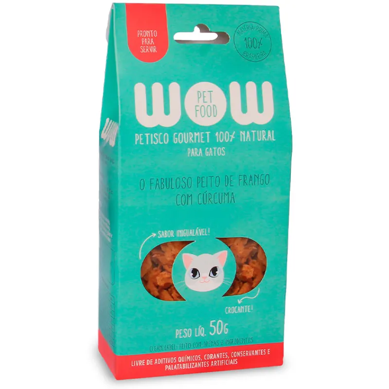 Petisco Natural Wow Peito de Frango com Cúrcuma para Gatos 50 g