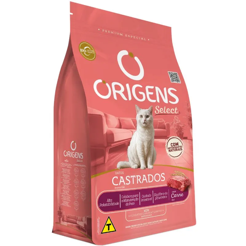 Ração Origens para Gatos Castrados Sabor Carne 10,1kg