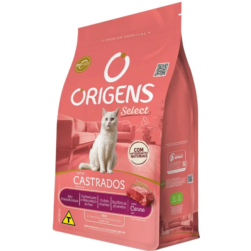 Ração Origens para Gatos Castrados Sabor Carne 10,1kg