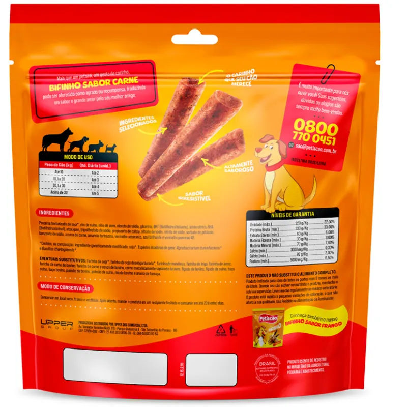 Petisco Petiscão Palito Mastigável Carne 250 g