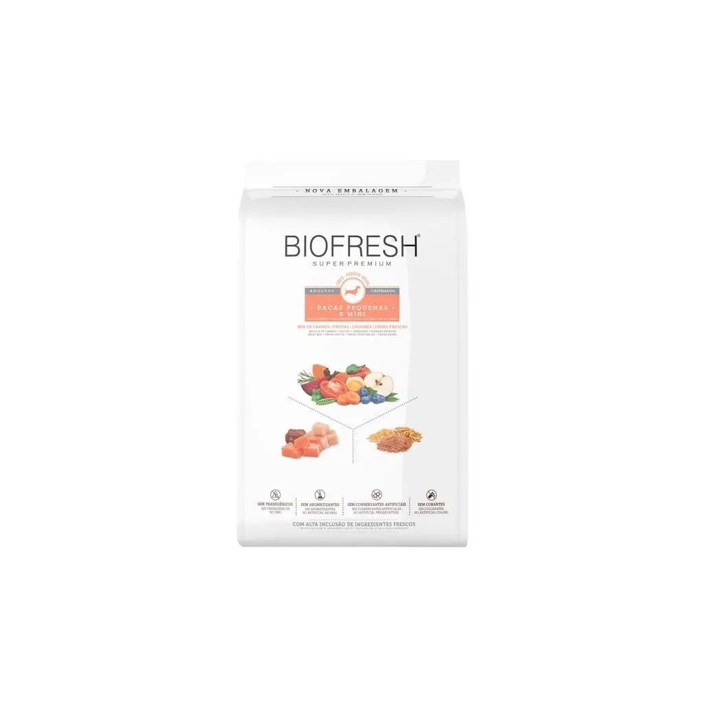 Ração Biofresh Cão Adulto Castrado Pequena e Mini Sabor Mix de Carnes 3Kg