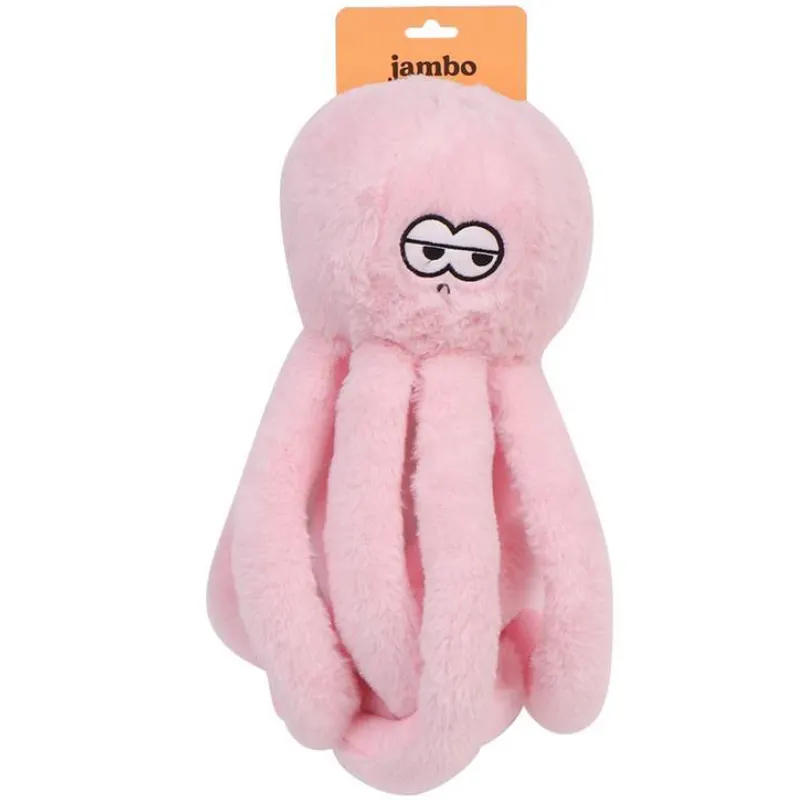 Mordedor Jambo Pelúcia Frizzy Octupus Rosa Grande
