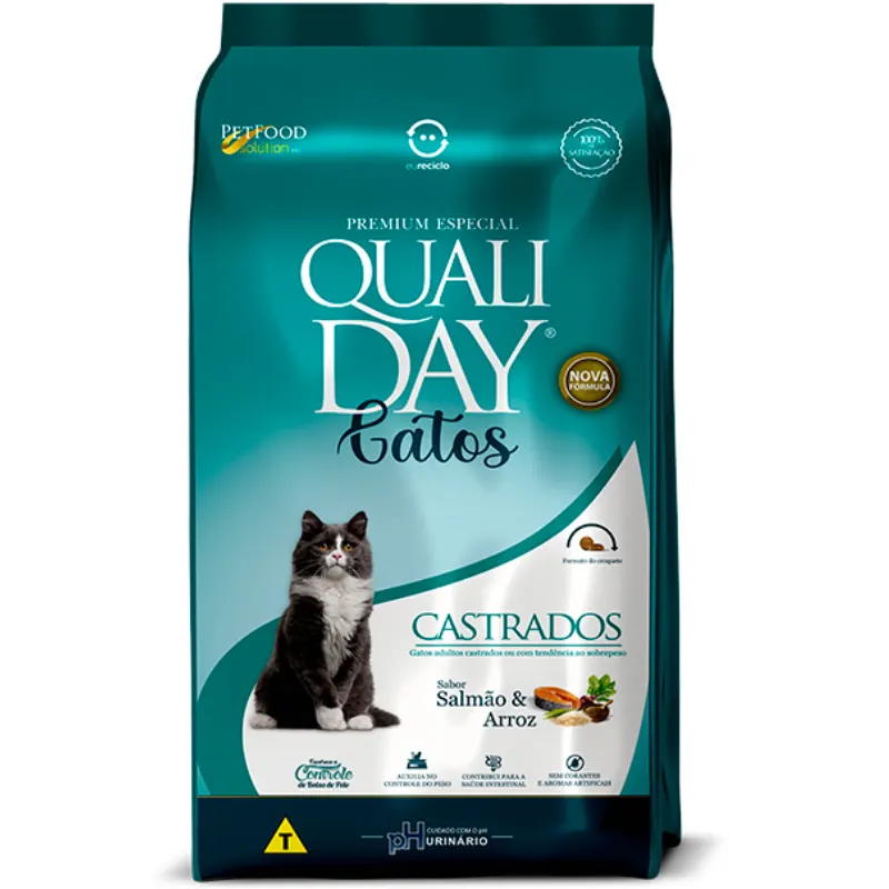 Ração Qualiday Gatos Castrados Salmão 2,5 Kg