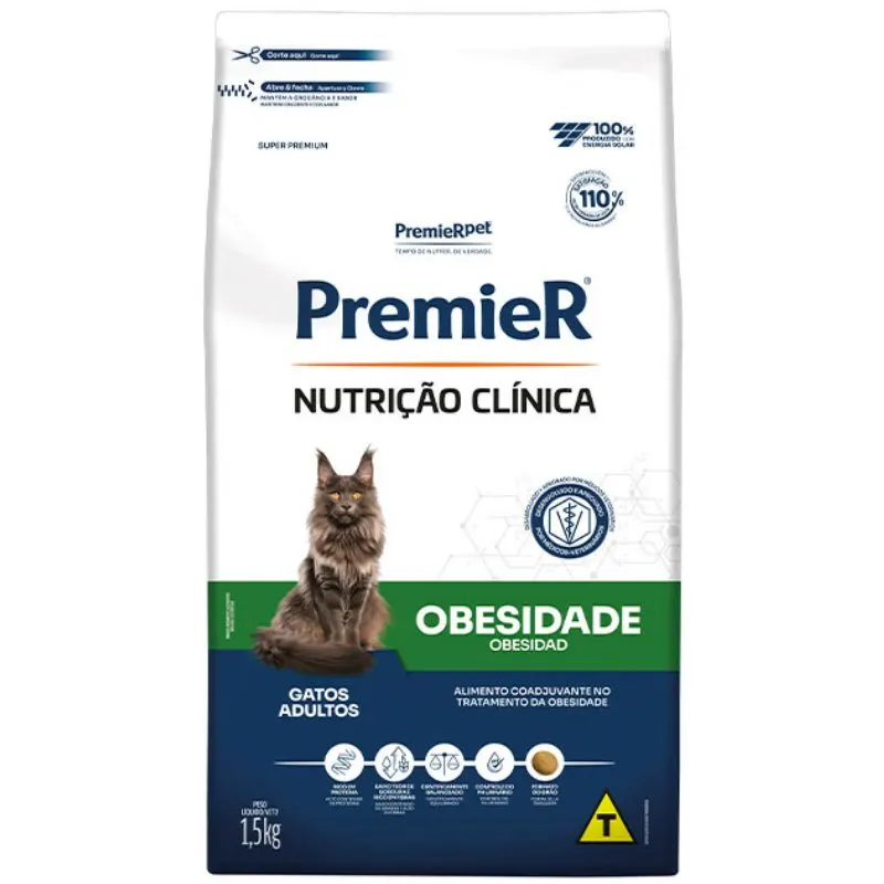 Ração Premier Nutrição Clínica Obesidade Gatos Adultos 1,5Kg