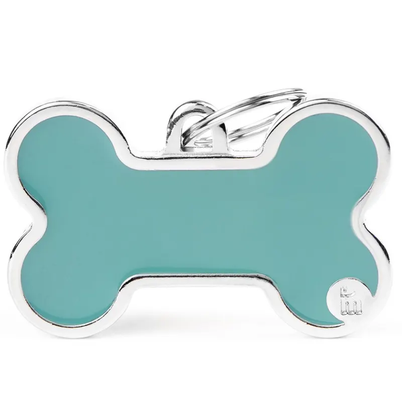 Medalha de Identificação Basic Handmade My Family Osso Azul Claro