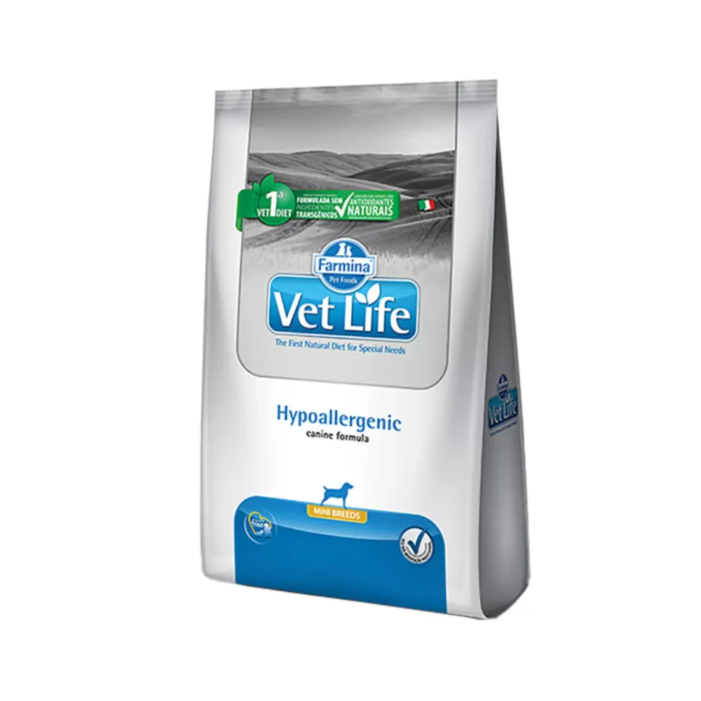 Ração Vet Life Hypoallergenic Mini Cães Adultos de Pequeno Porte 2Kg