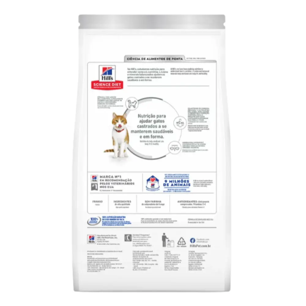Ração Hills Science Diet Gatos Adultos Castrados Salmão 1kg