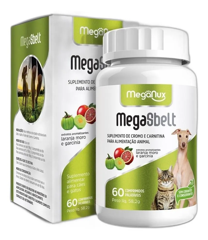 Suplemento MEGA-SBELT Carnitina 60comp - Cães e Gatos