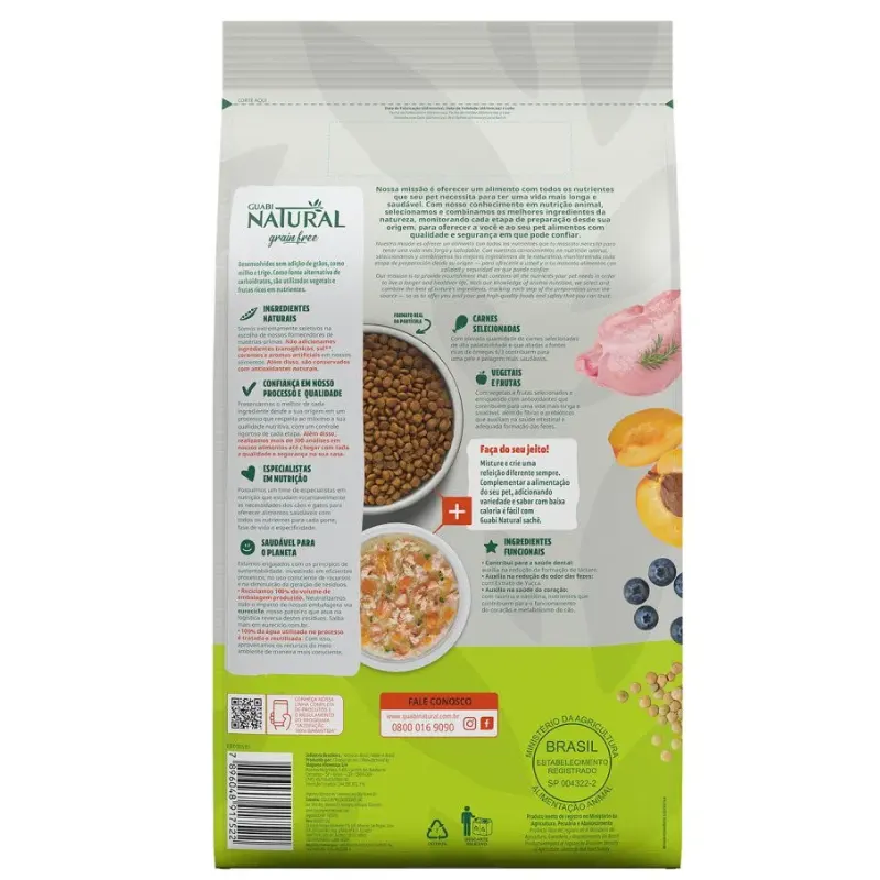 Ração Guabi Natural Grain Free Cão Adt Mini e Pequeno Salmão e Lentilha