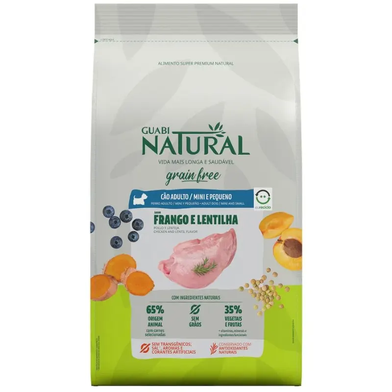 Ração Guabi Natural Grain Free Cão Adt Mini e Pequeno Salmão e Lentilha