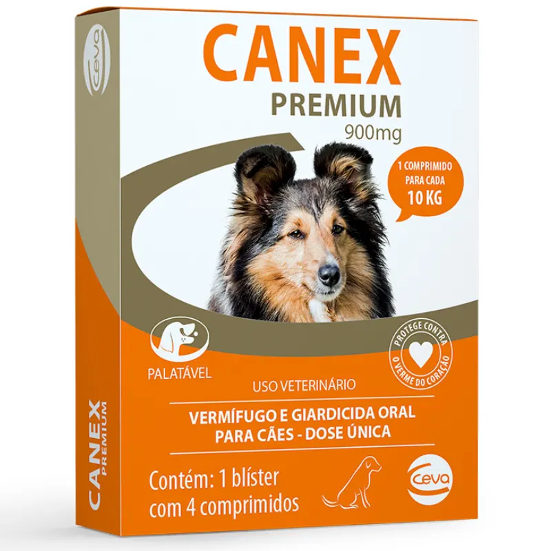 Vermífugo Ceva Canex Premium 900mg com 4 Comprimidos
