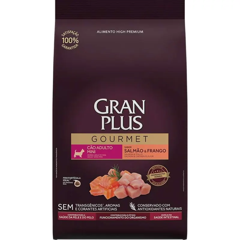 Ração GranPlus Cão Gourmet Adulto Mini Salmão e Frango - 10,1 Kg