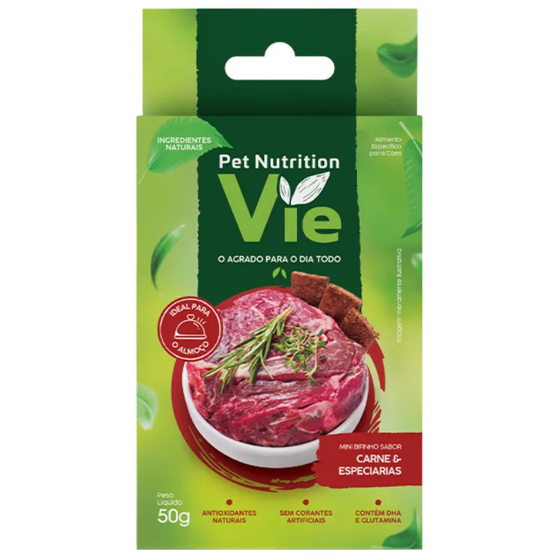Snack Pet Nutrition Vie Carne e Especiarias para Cães 50 g