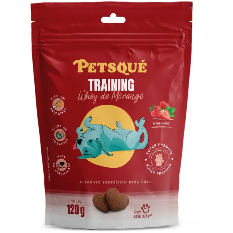 Petisco Petsque Training Whey Sabor Morango 120g