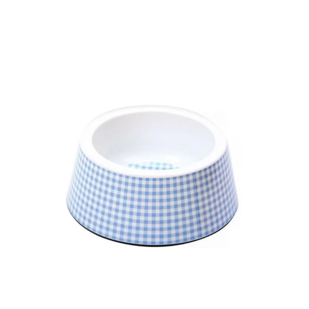 Tigela Jambo Plástica Vichy Azul 3 para Cães