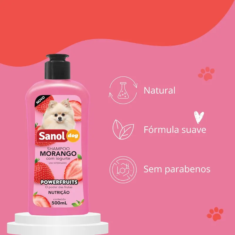 Sanol Dog Powerfruits Shampoo Morango / Iogurte 500 ml