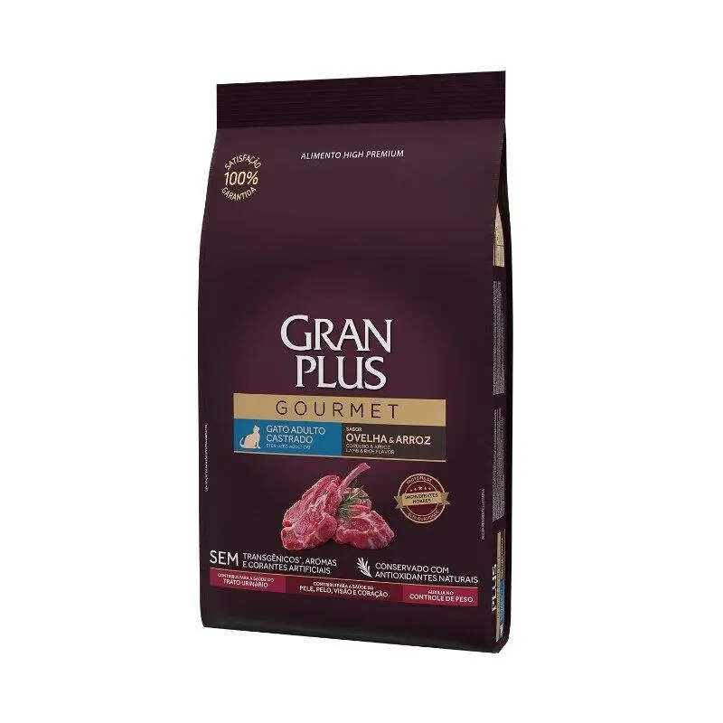 Ração GranPlus Gato Gourmet Adt Cast Ovelha/Arroz 10x1,01kg