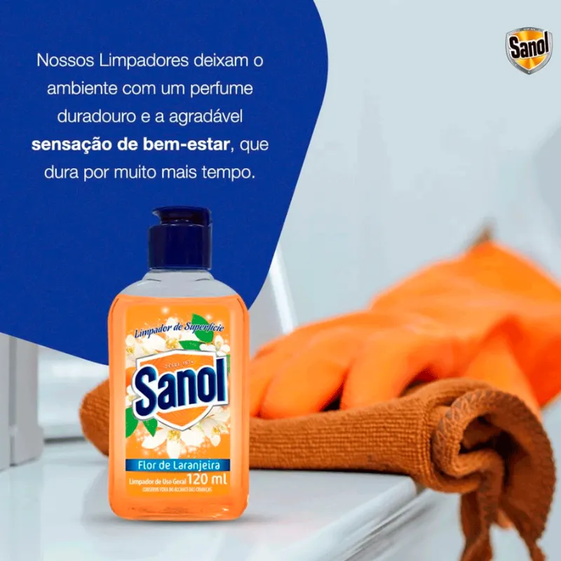 Sanol Limpador Concentrado de Superficie Flor de Laranja 120 ml