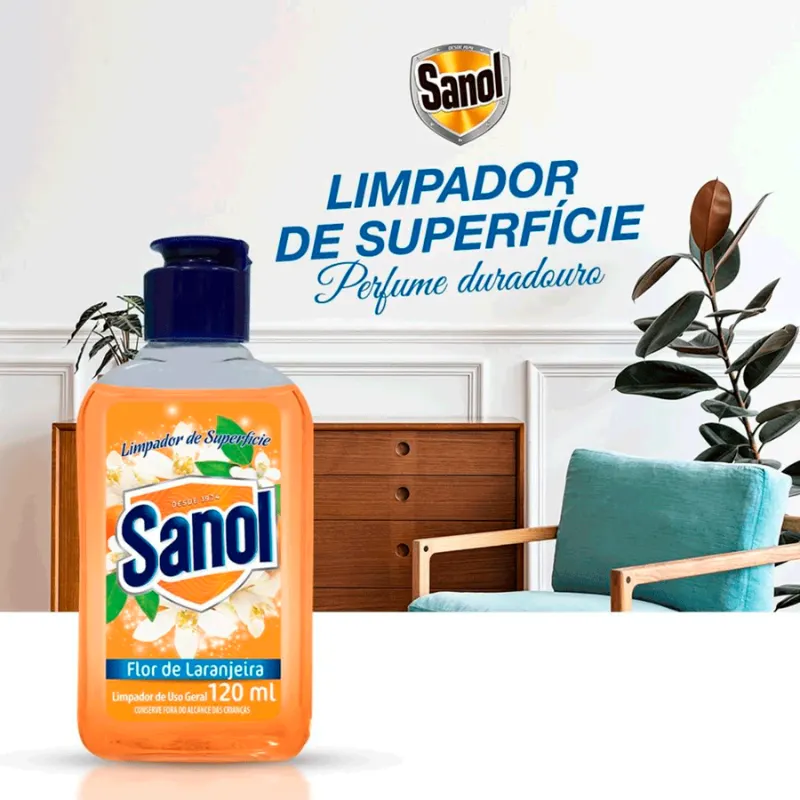 Sanol Limpador Concentrado de Superficie Flor de Laranja 120 ml