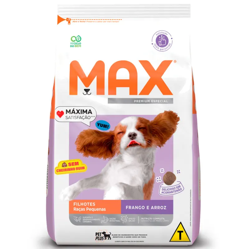 Ração Max Cães Filhotes Porte Pequeno Frango e Arroz 10,1 Kg