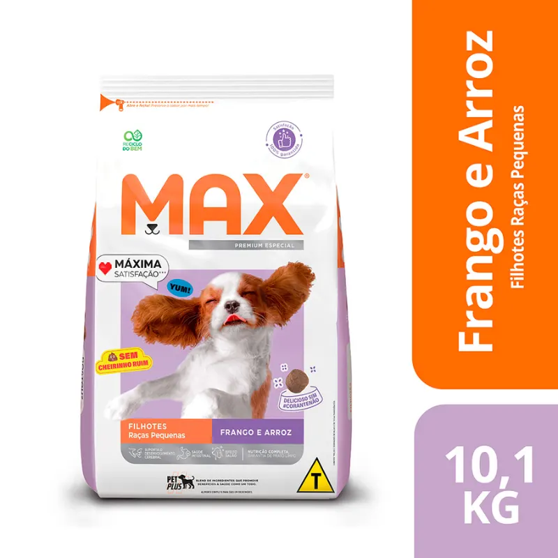 Ração Max Cães Filhotes Porte Pequeno Frango e Arroz 10,1 Kg