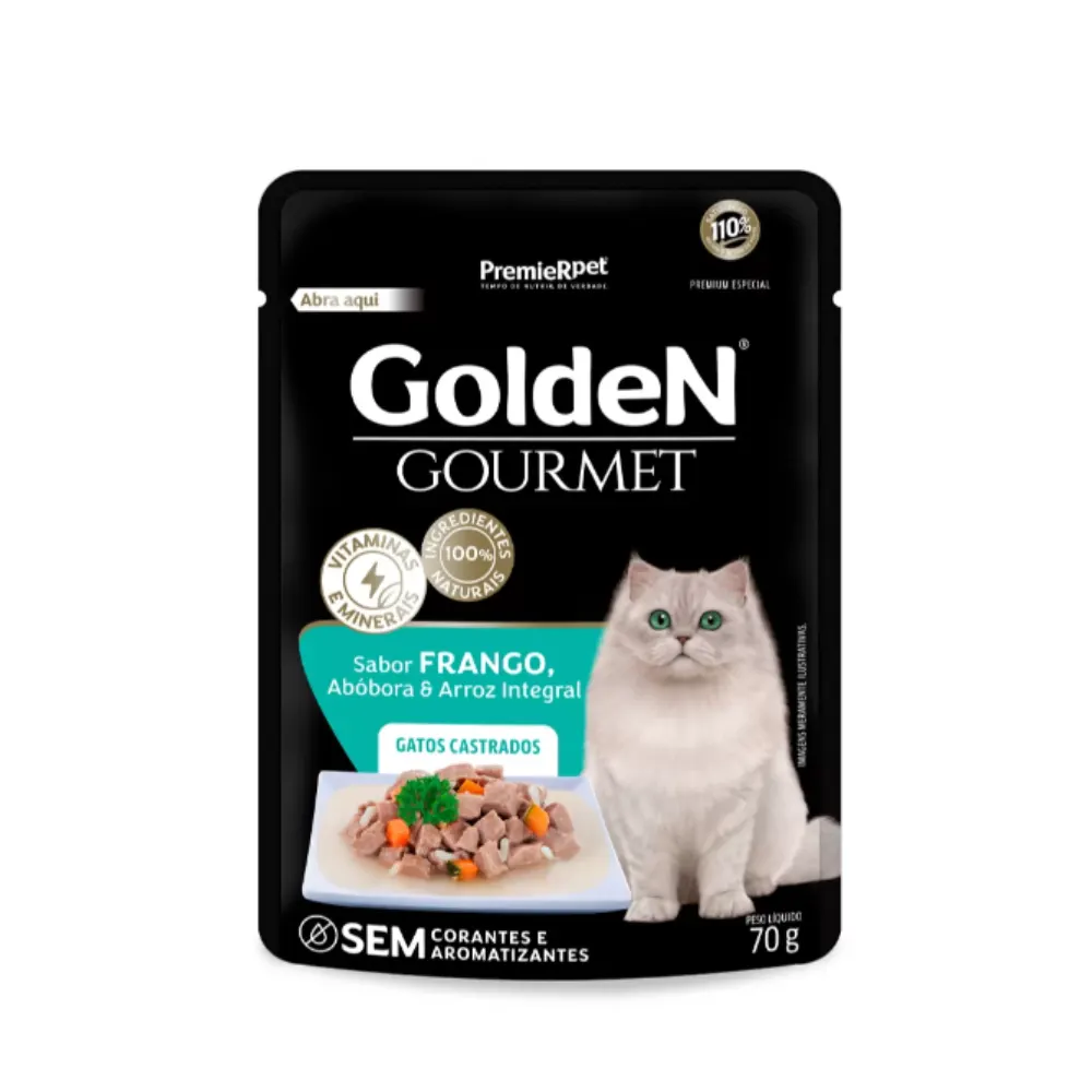 Ração Úmida Golden Gourmet Gatos Castrados Frango 70g
