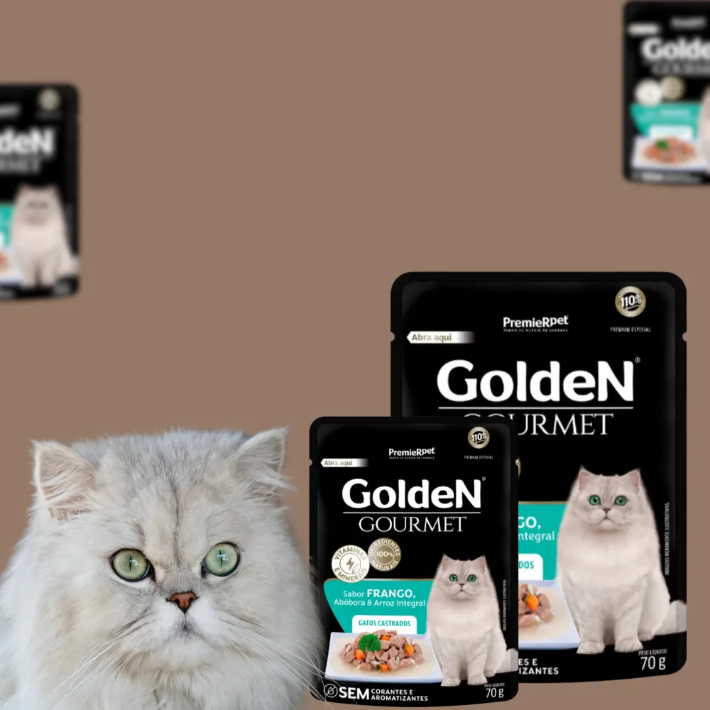 Ração Úmida Golden Gourmet Gatos Castrados Frango 70g