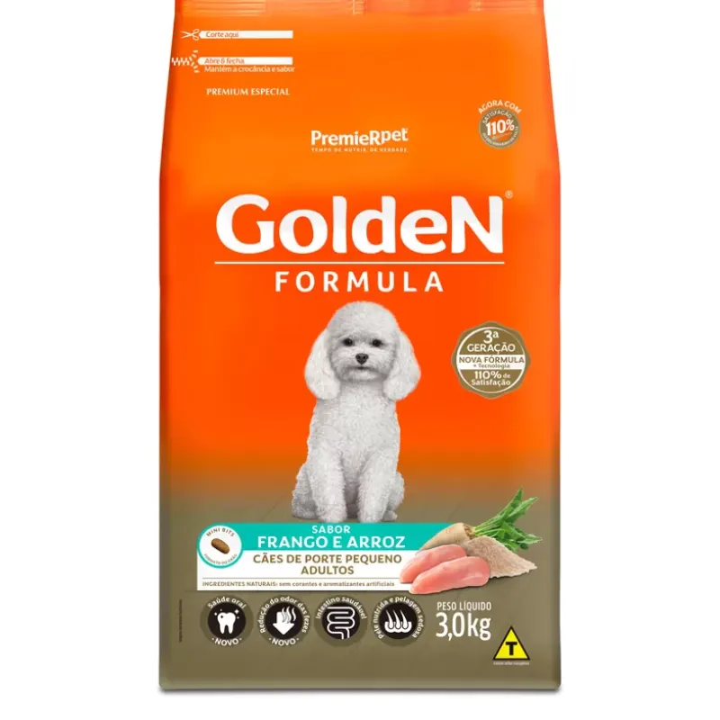Ração Golden Fórmula Mini Bits Cães Adultos Porte Pequeno Sabor Frango