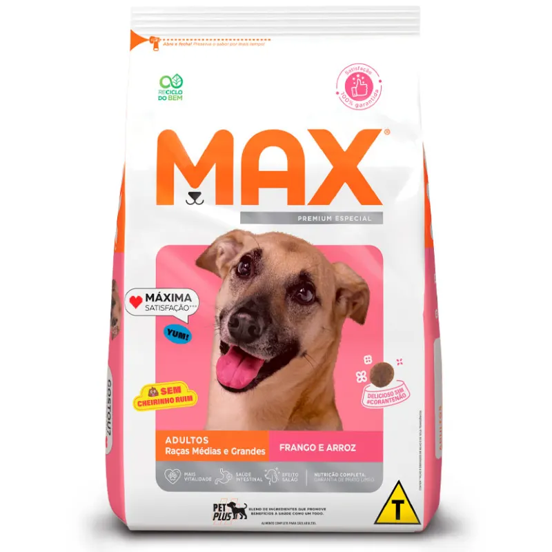 Ração Max Cães Adultos Médio e Grande Frango e Arroz 15 Kg