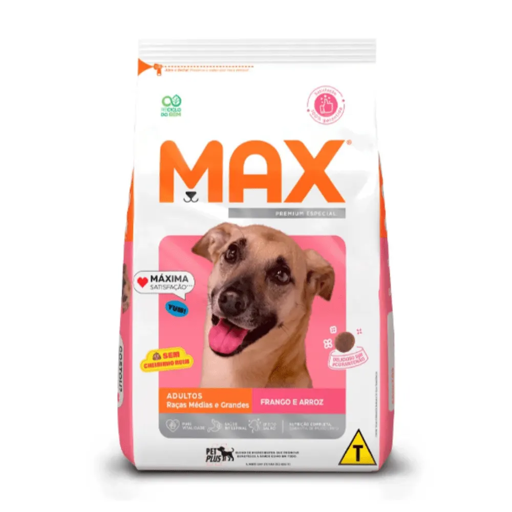 Ração Max Cães Adultos Médio e Grande Frango e Arroz 15 Kg