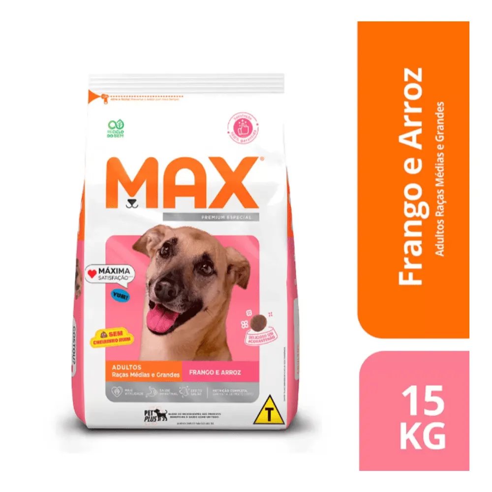Ração Max Cães Adultos Médio e Grande Frango e Arroz 15 Kg