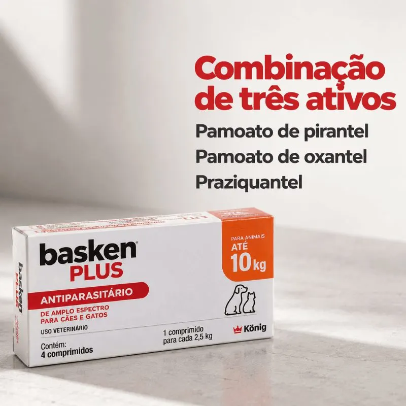Antiparasitário Basken Plus König 2,5 kg para Cães e Gatos 4 Comprimidos
