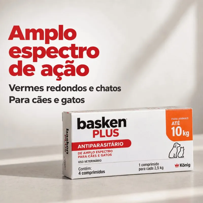 Antiparasitário Basken Plus König 2,5 kg para Cães e Gatos 4 Comprimidos