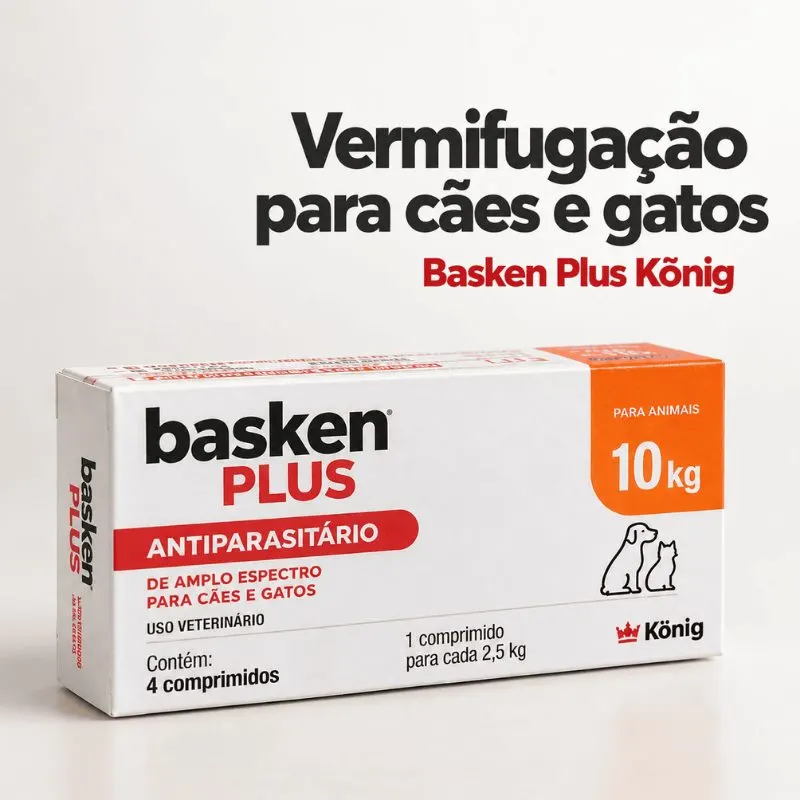 Antiparasitário Basken Plus König 2,5 kg para Cães e Gatos 4 Comprimidos