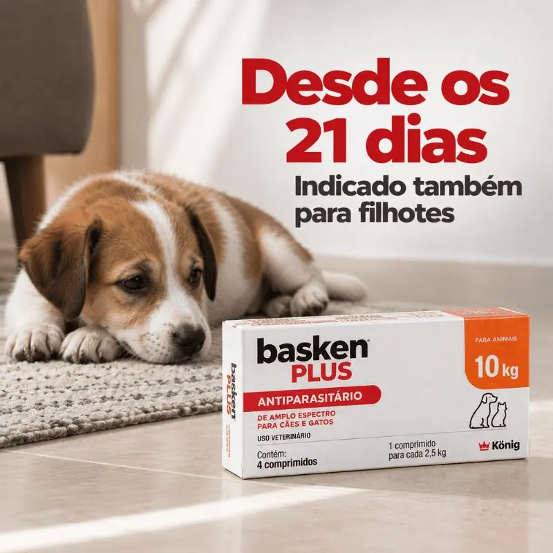 Antiparasitário Basken Plus König 2,5 kg para Cães e Gatos 4 Comprimidos