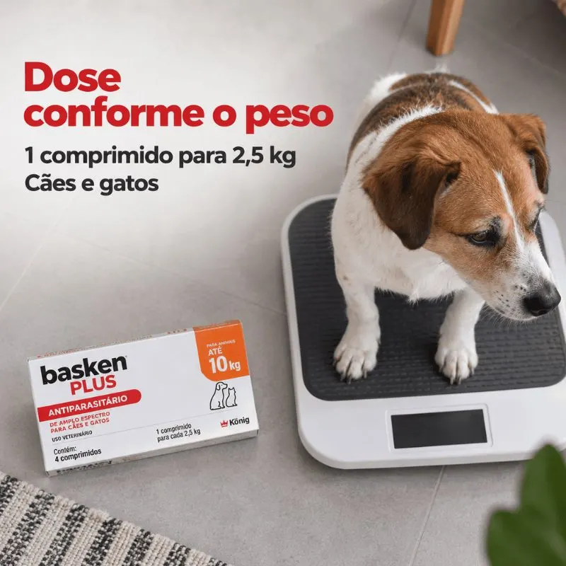 Antiparasitário Basken Plus König 2,5 kg para Cães e Gatos 4 Comprimidos