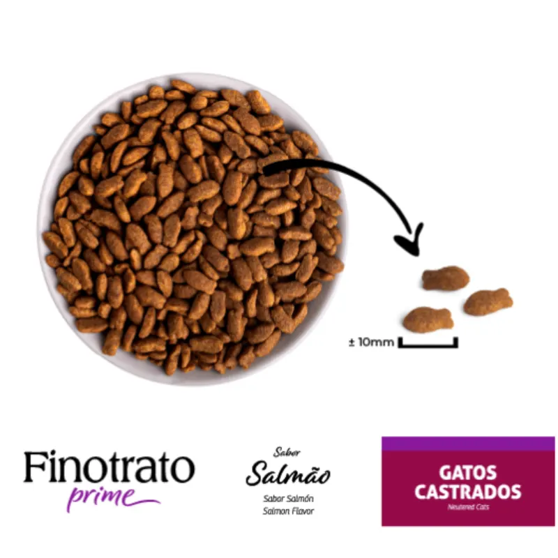 Ração Finotrato Prime para Gatos Castrados Salmão
