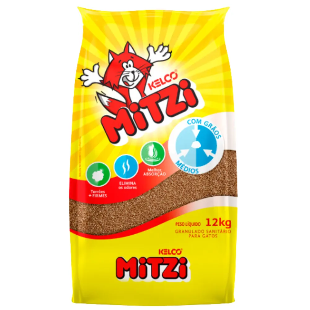 Areia para Gatos Mitzi Kelco Granulado Sanitário- 12Kg