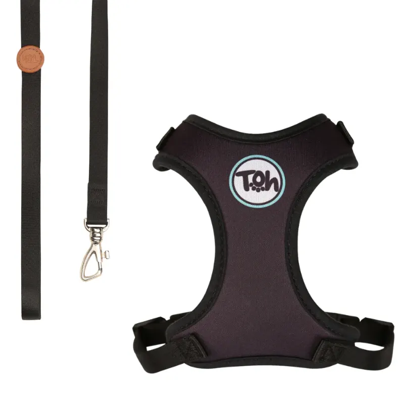 Conjunto Toh Peitoral e Guia Neo Gato Preto