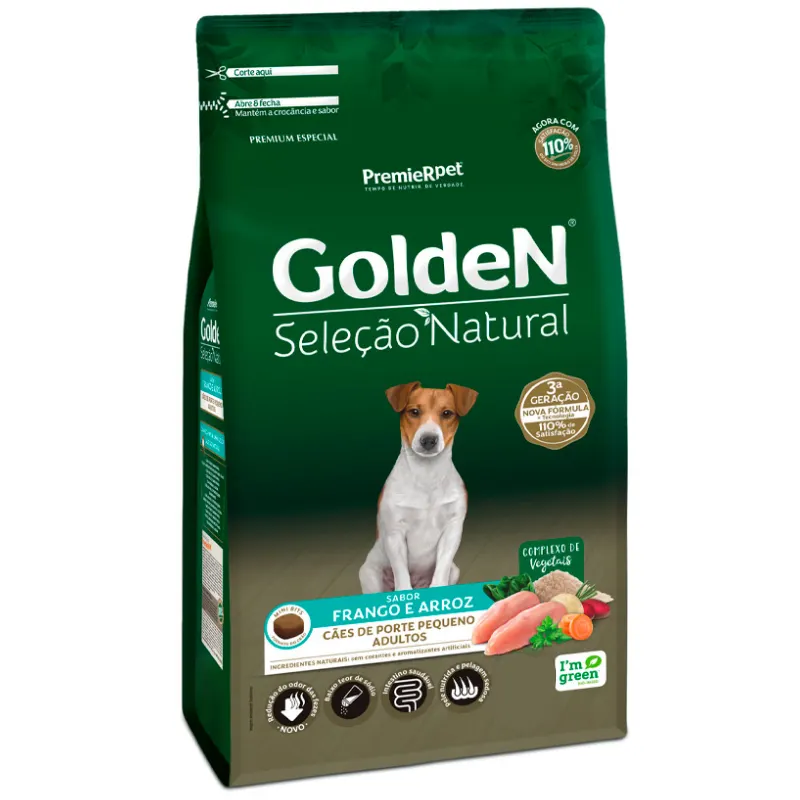 Golden Seleção Natural para Cães Adultos de Porte Pequeno Sabor Frango