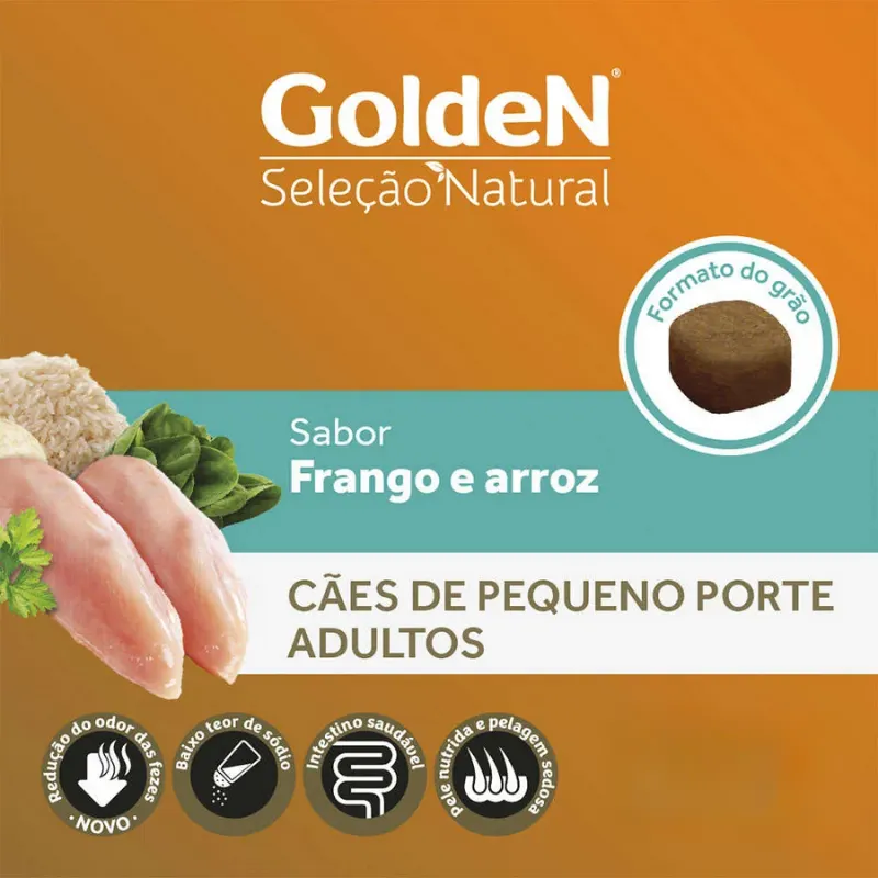 Golden Seleção Natural para Cães Adultos de Porte Pequeno Sabor Frango